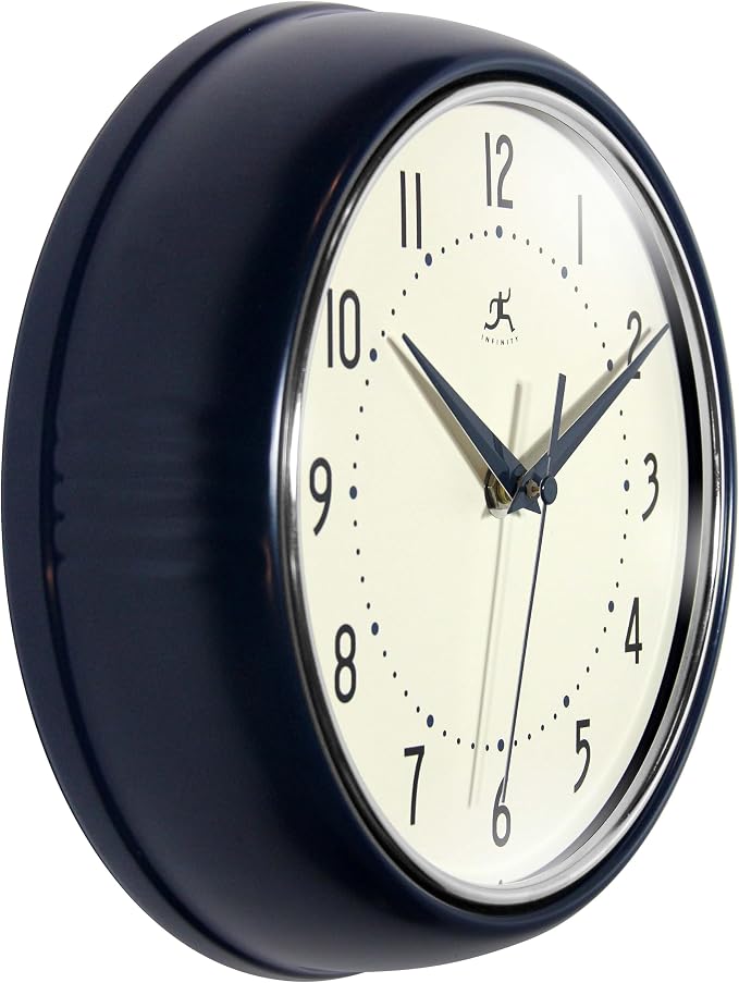 Infinity Instruments Retro 9.5 Inch Round Indoor Wall Clock - Image 3
