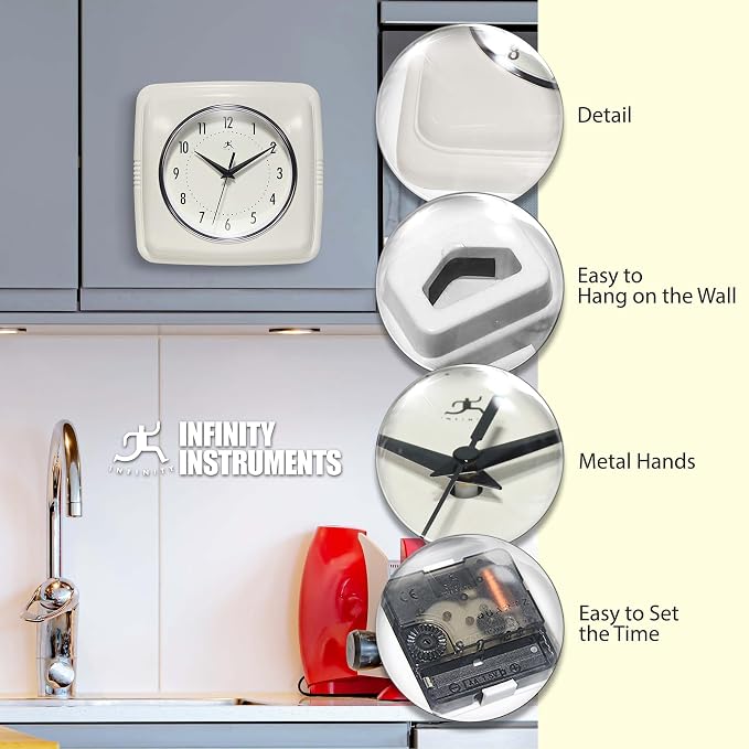 Infinity Instruments Square Retro Wall Clock - Image 6