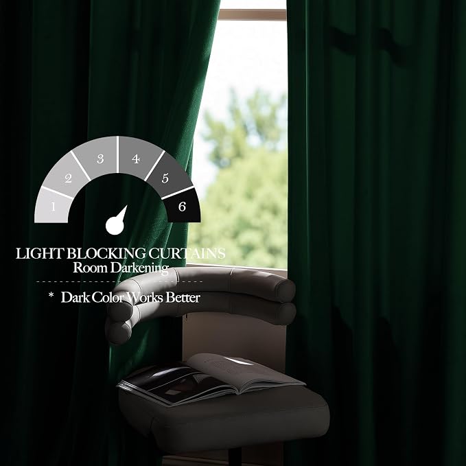 NICETOWN Emerald Green Velvet Curtains 96 inches Long, Home Decoration Thermal - Image 5
