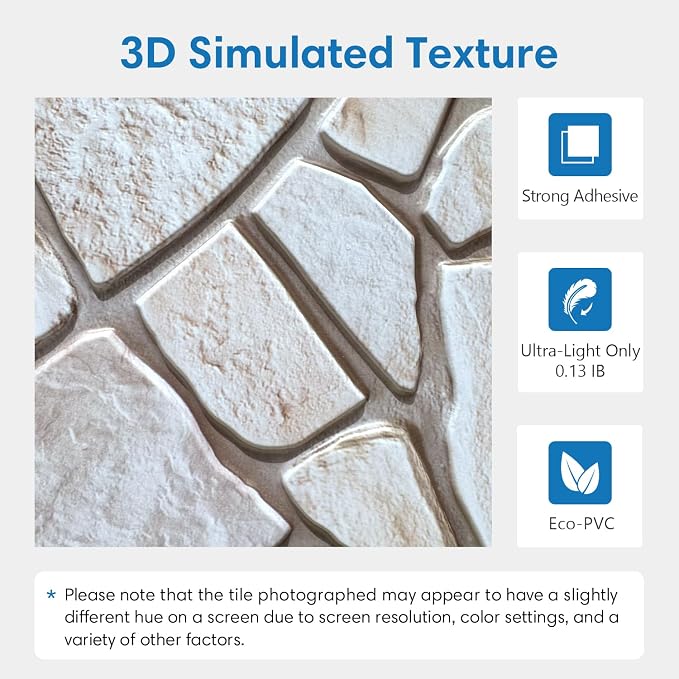 COMSTICKC 3D Faux Stone Wall Sticker Peel and Stick Wall Panels, Not Real Stone - Image 3