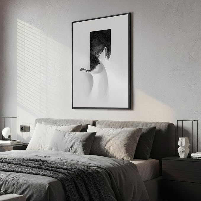 Framed Modern Black and White Abstract Wall Art, Contemporary Canvas Prints - Image 4