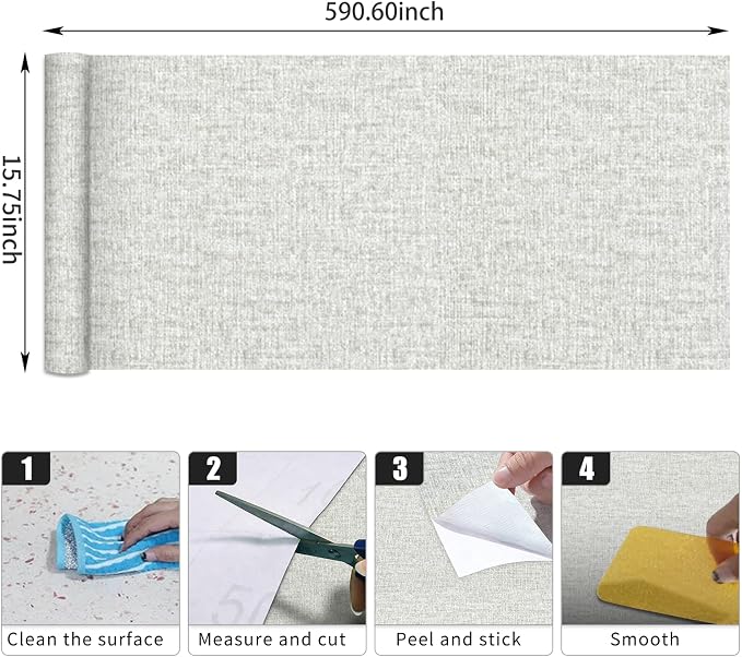 Grasscloth Peel and Stick Wallpaper, Waterproof Self Adhesive Removable Vinyl - Image 3
