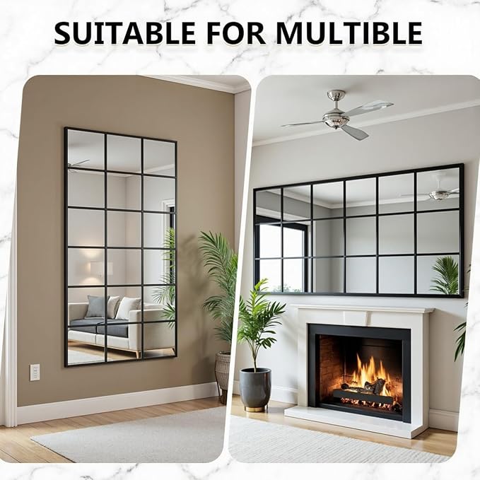 Dewfig 65"x 24" Window pane Full Length Mirror, Wall Mirror, Floor Standing - Image 5