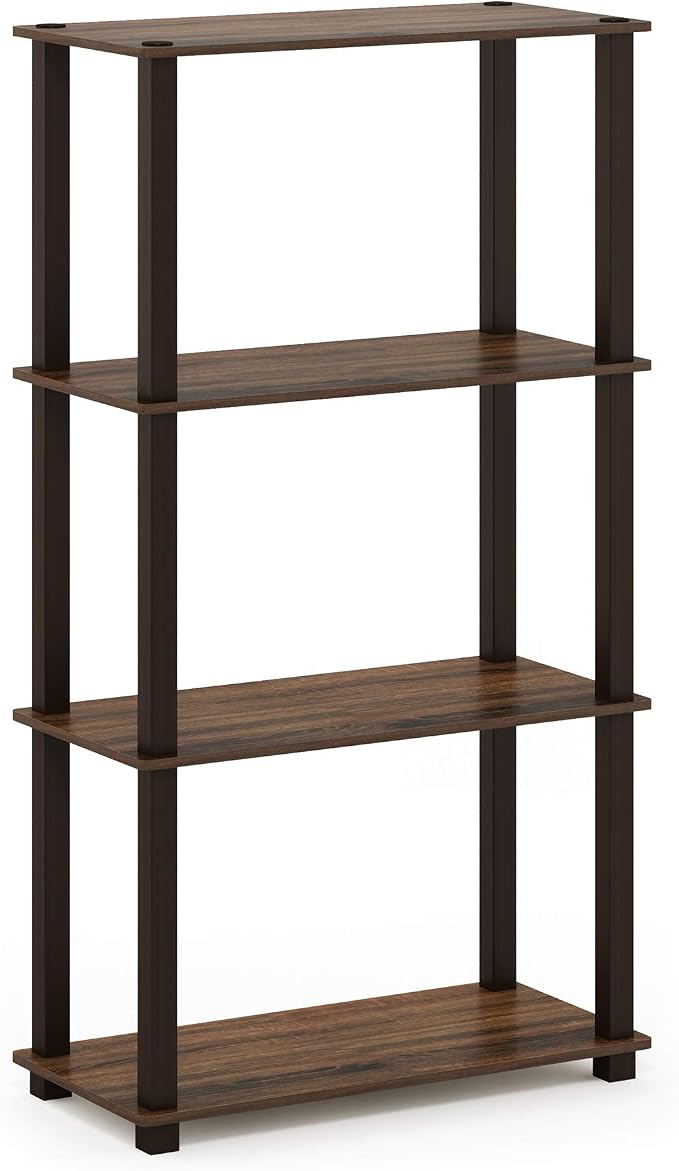 Furinno TURN-S-TUBE Storage Shelves, 4-Tier Book Shelf, Corner Shelf, Toolless - Image 6