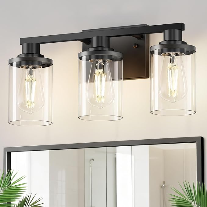 DORESshop 20 Inch Bathroom Light Fixtures, 3-Light Black Bathroom Lighting by DORESshop