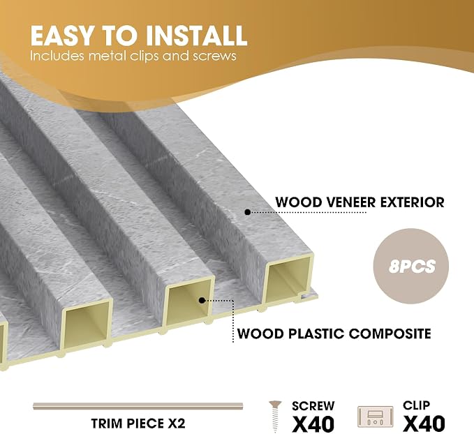 OUZUGIE WPC Acoustic Slat Wall Paneling, Living Room, TV Background, Study Room - Image 4