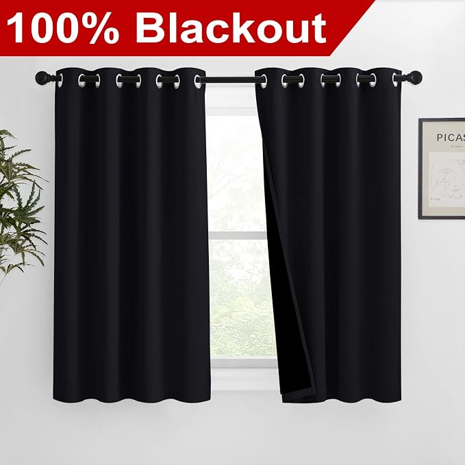 NICETOWN Complete 100% Blackout Curtain Set, Thermal Insulated & Energy - Image 2