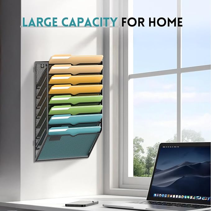 SUPEASY 8 Tier Wall File Organizer, Hanging Wall Mounted Mail Organizer - Image 2