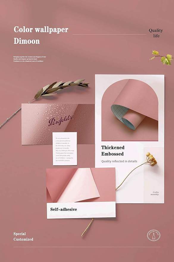 Dimoon 236''x17.7'' Pink Peel and Stick Wallpaper Contact Paper Modern Self - Image 4