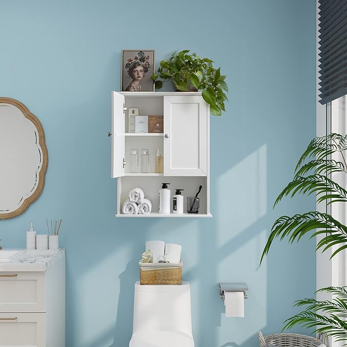 VANIRROR White Bathroom Wall Cabinet Over The Toilet Storage Cabinet, 24x30 - Image 3