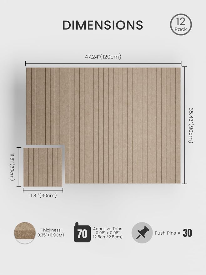 Bumusty Large Cork Board Alternative-48 x 36" Felt Bulletin Board Tiles - Image 2