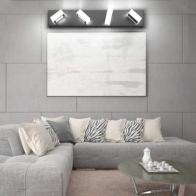Ralbay Modern LED Black Vanity Lights 4 Lights Acrylic Bathroom Vanity Lighting - Image 5
