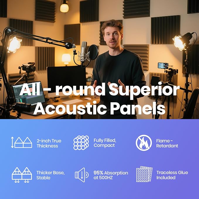 Focusound Acoustic Panels 50 Pack 2"x12"x12" - Image 6