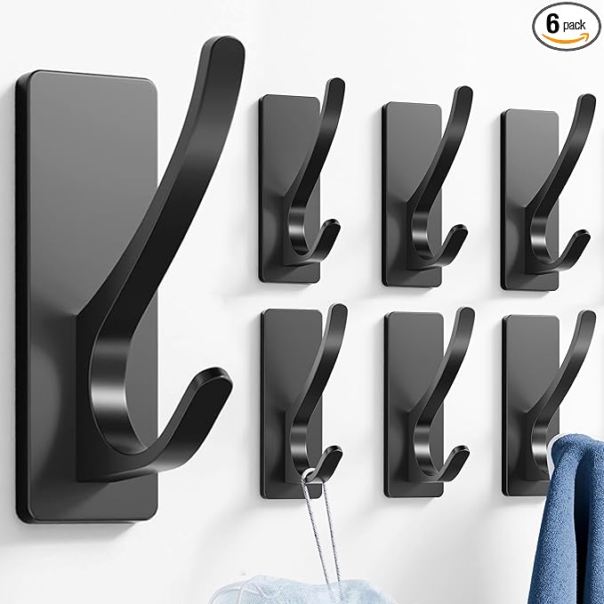 pickpiff Matt Black Self Adhesive Coat Hooks by pickpiff