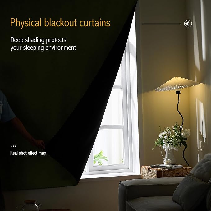 AJAZZ 100% Blackout Stick Curtain Portable Blackout Curtains Adhesive Curtains - Image 2