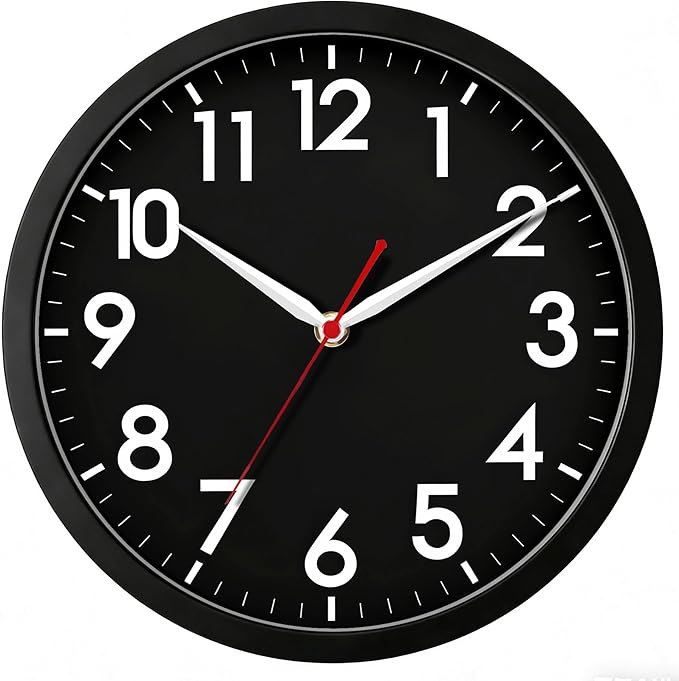 AKCISOT Wall ClockModern Black Silent Non Ticking Wall Clocks Battery Operated by Akcisot