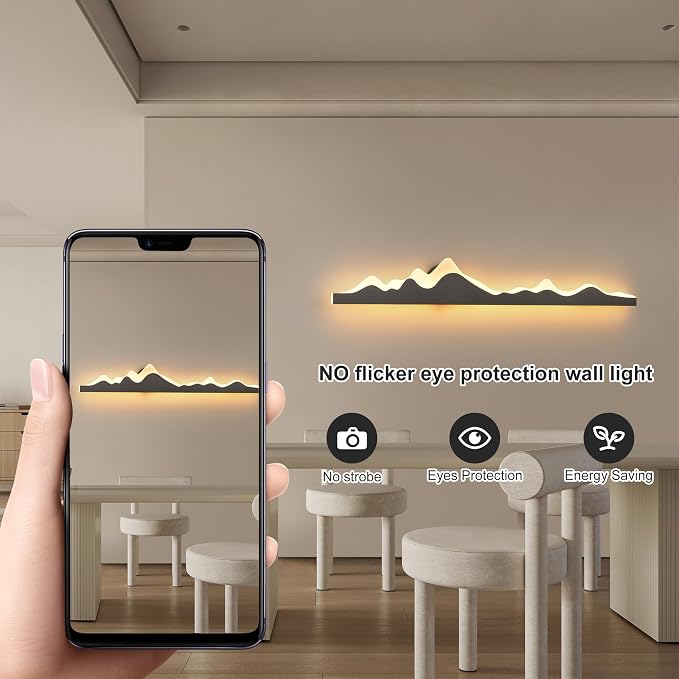 Qcyuui Wall Sconce with Remote Control 47.2inch Dimmable LED Wall Lights Black - Image 3