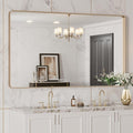 LOAAO 50”X30” Gold Bathroom Mirror, Rounded Rectangle Gold Frame Mirror by LOAAO