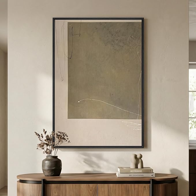 Framed Neutral Abstract Wall Art, Modern Beige and Taupe Canvas Prints by Cuspin