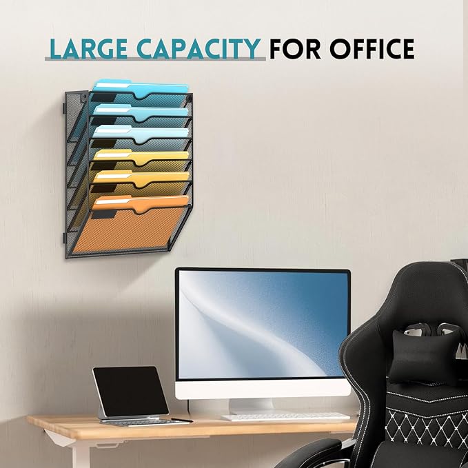 SUPEASY 6 Tier Wall File Organizer, Hanging Wall Mounted Mail Organizer - Image 5