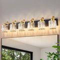 Modern Bathroom Vanity Light 6-Lights Black Gold Crystal Wall Light Fixture by AIXIALIN