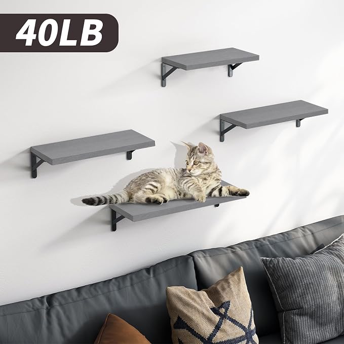 YGEOMER Floating Shelves for Wall, Different Sizes Gray Wall Shelves for Living - Image 2