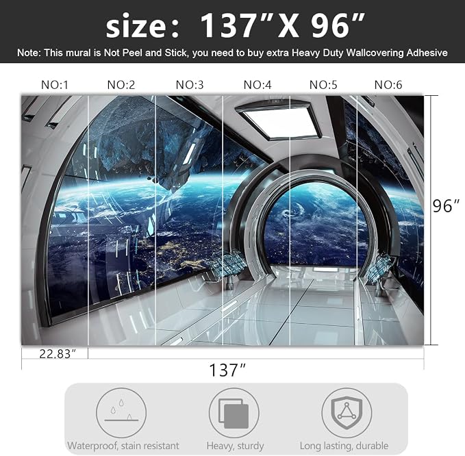 -3D Capsule Space Fabric Wallpaper Living Room Bedroom Bathroom Boys Girls - Image 4
