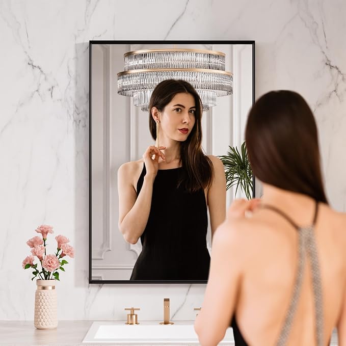 LOAAO Black Bathroom Mirror 24"X36" - Image 2