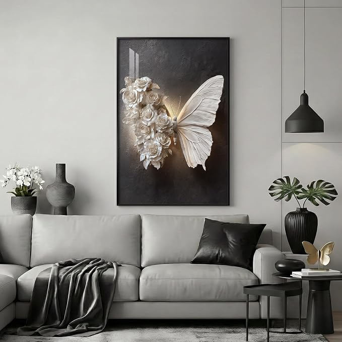 Large Framed Modern Black and White Wall Art, Contemporary Black Prints - Image 4