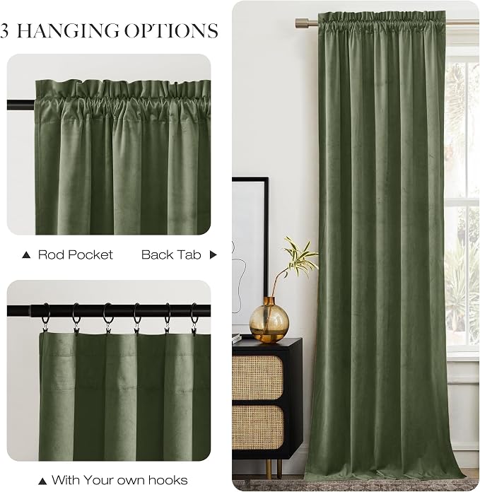 NICETOWN Sage Green Blackout Curtains 72 inches Long 2 Panels, Farmhouse and - Image 5