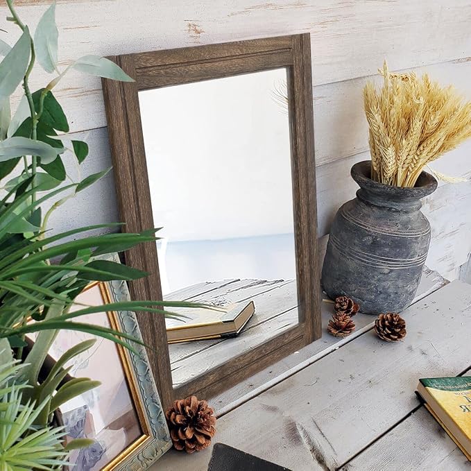 AAZZKANG Rustic Wood Mirror Rectangle Decorative Wall Hanging Mirrors - Image 6