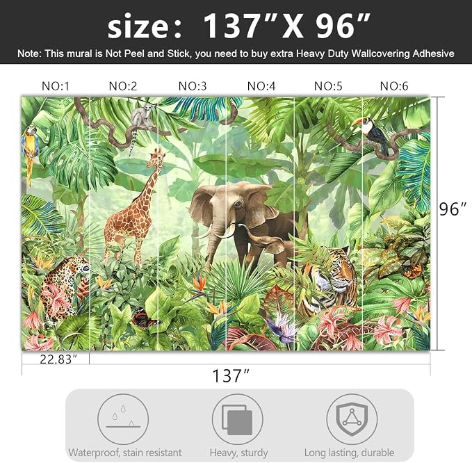 -Green Rainforest Plants Animals Tiger Cloth Wallpaper Jungle Plants Banana - Image 4