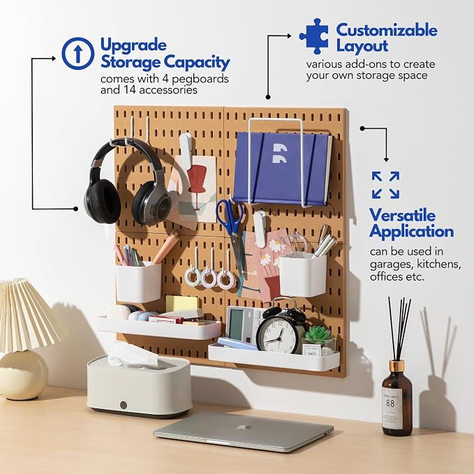 Keepo Peg Board Wall Organizer – Plastic Pegboard Panels, Modular Peg Board - Image 2