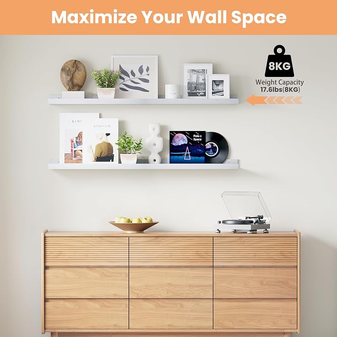upsimples Floating Shelves for Wall, 47.3 Inch Shelves for Decor Storage Set of - Image 4