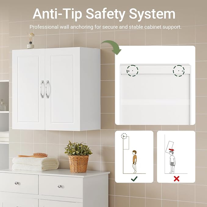 SoBuy Kitchen Wall Cabinet for Laundry Room, Medicine Cabinet for Bathroom - Image 3