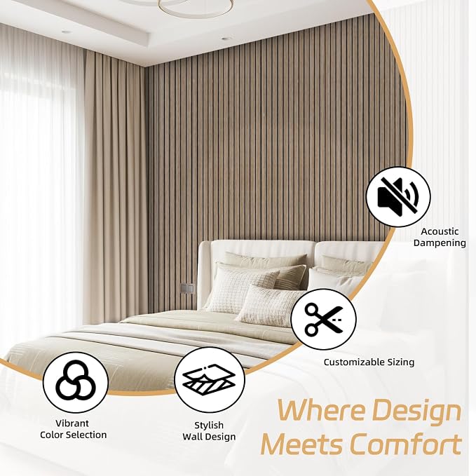 RITOLLO 8 Packs Acoustic Panel 47.2"×23.6" Sound Absorbing Slat Wall Panels - Image 5