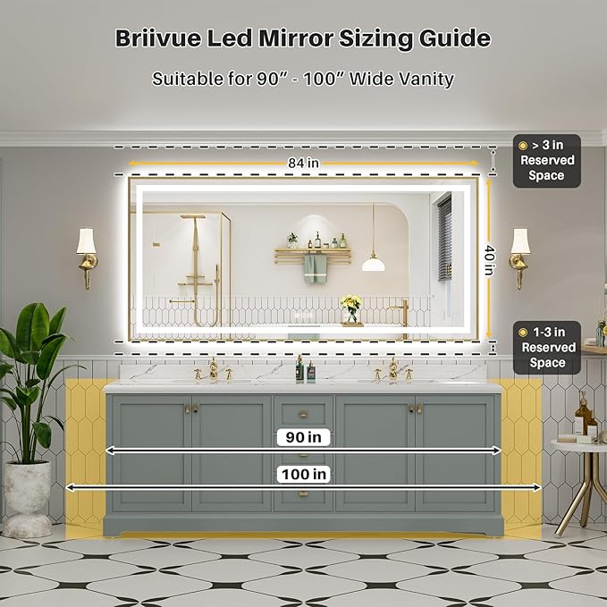 84x40 Inch LED Bathroom Mirror - Image 2