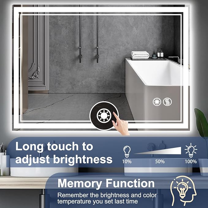 40“ x 32” Bathroom Mirror with Lights LED Mirror - Image 5