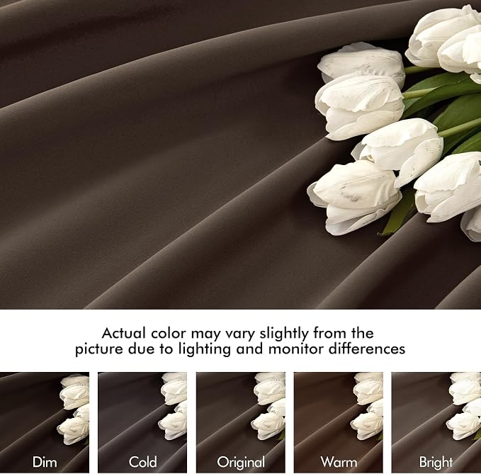 MIULEE Chocolate Brown Back Tab Blackout Curtains 108 Inch Long 2 Panels Set - Image 8
