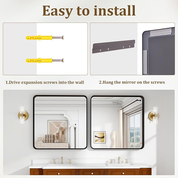 30"x 30" Black Bathroom Mirror - Image 5