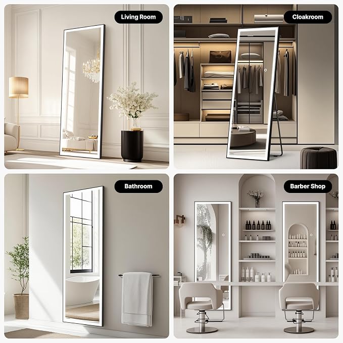 Kosmonia 67x20 Full Length Mirror, Dimmable 3 Color LED Light w/Light Memory - Image 7