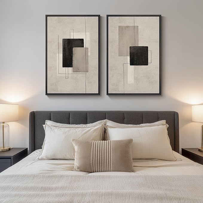 Large Framed Neutral Abstract Wall Art - Image 4