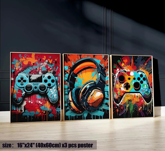 PPV 3Pcs Cool Gaming Wall Art Retro Video Game watercolor Posters Pictures - Image 5