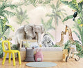 Tropical Animal Plants wallpeper Nursery Kids Bedroom Elephant wall Mural by WXHFM