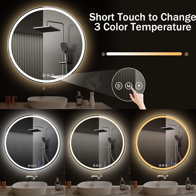 LED Bathroom Mirror 28 Inch Round Bathroom Mirror - Image 3