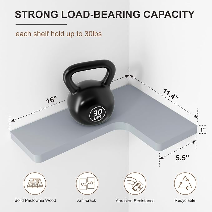 fuqing Corner Floating Shelves, Wall Shelf Set of 3, Shelves - Image 3