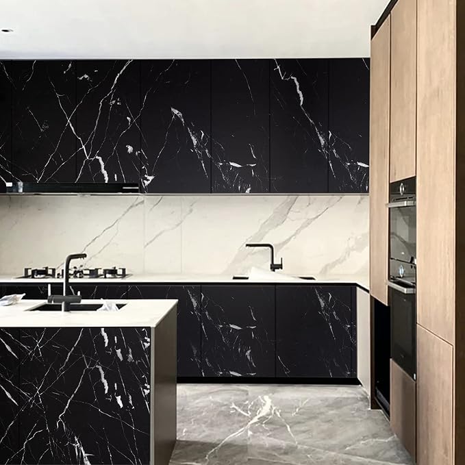 practicalWs 23.6''×118'' Marble Contact Paper Black/White Peel and Stick - Image 4