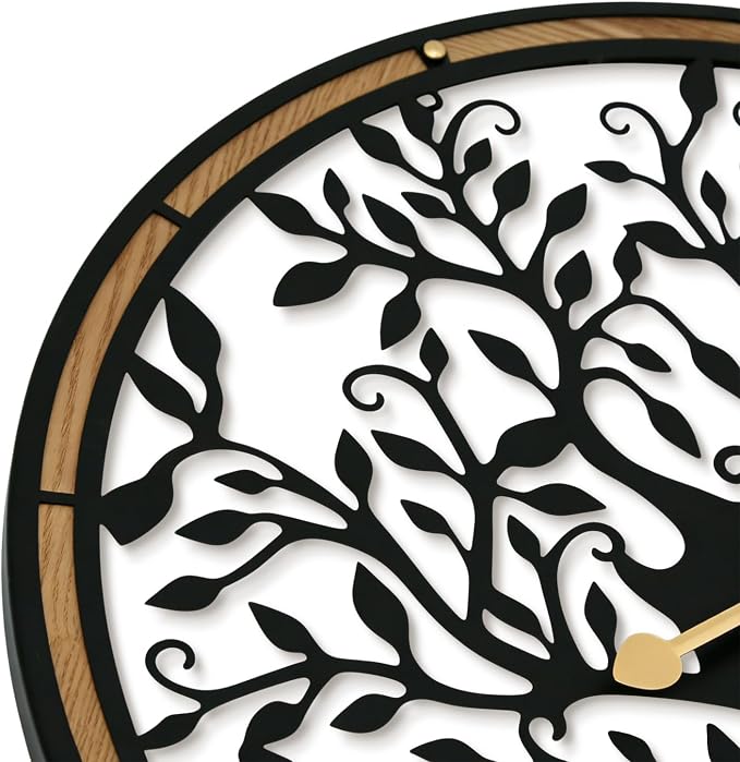 Micasso Farmhouse Large Wall Clock: 24 Inch Rustic Tree of Life Metal - Image 5
