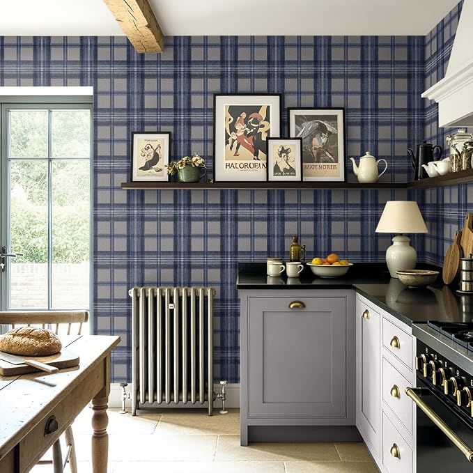 NextWall Harry & Grace Herringbone Plaid Premium Matte Non-Woven Peel and Stick - Image 5