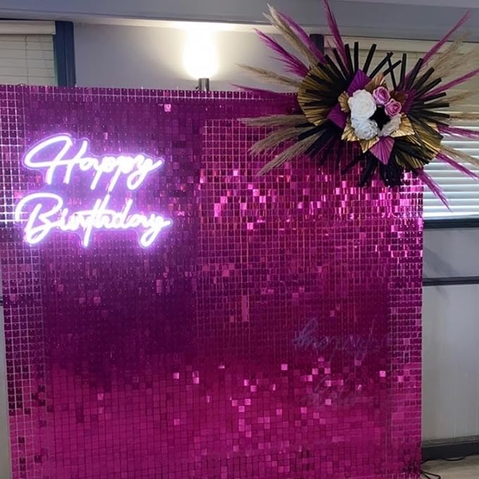 COKAOBE Hot Pink Shimmer Wall Backdrop, Photo Backdrops - Image 7